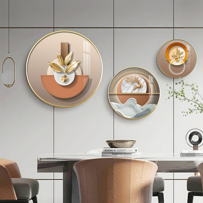 Golden Plant Puups Premium Acrylic Round Wall Art (Set of 3)