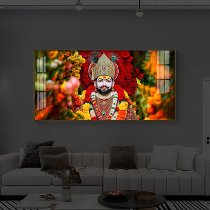 Khatu Shyam Ji Modern Luxury Backlight Horizontal Wall Art
