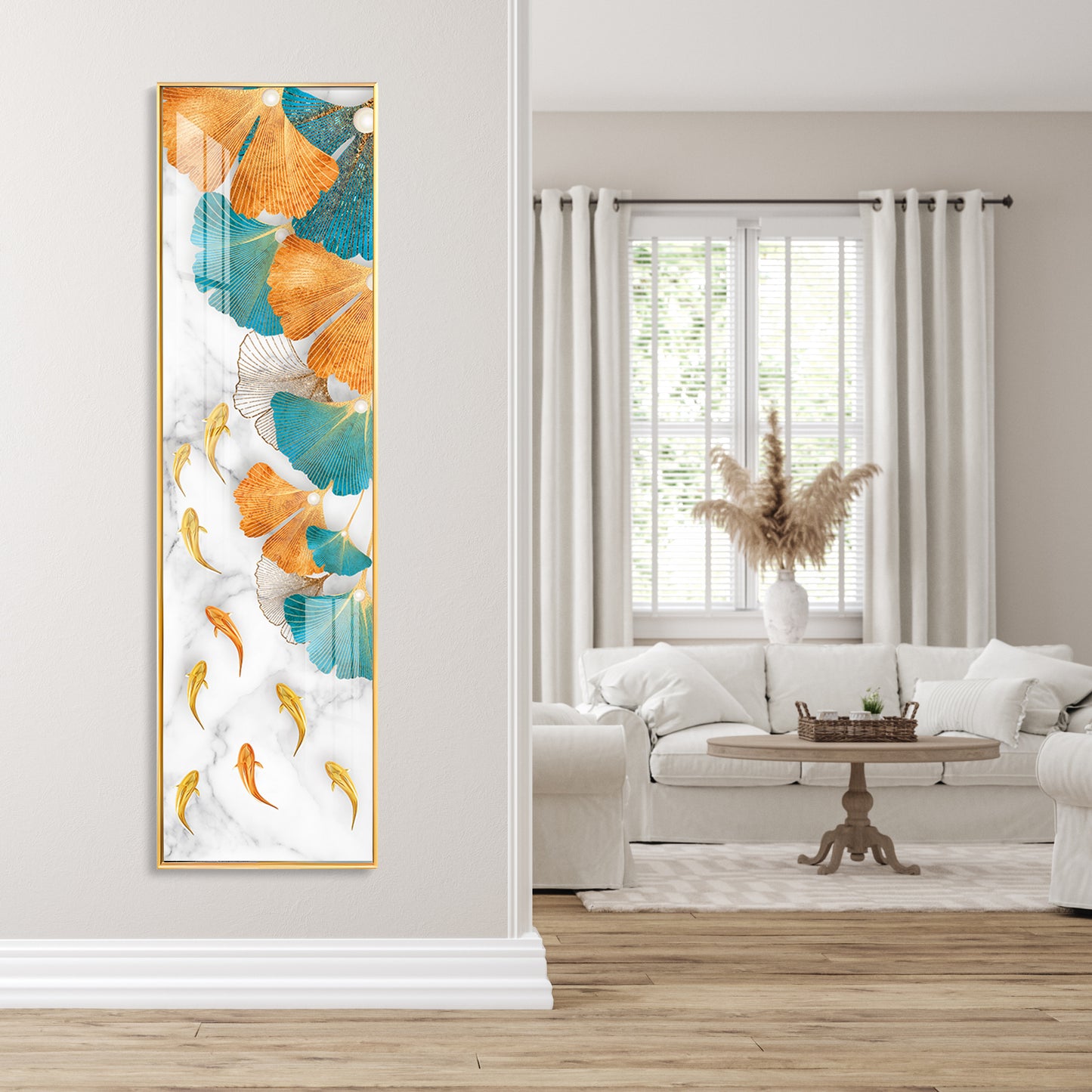Gingko leaves Fish Premium Acrylic Vertical Wall Art