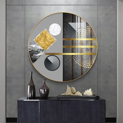 Geometric Elegance Premium Acrylic Round Wall Art