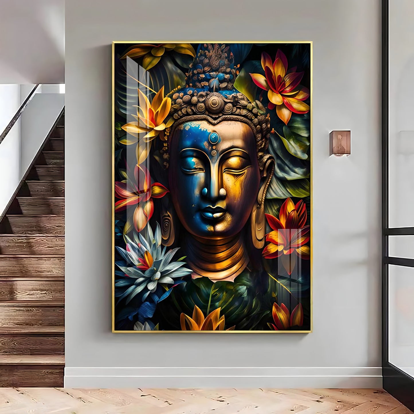 Lord Buddha Face Premium Acrylic Vertical Wall Art