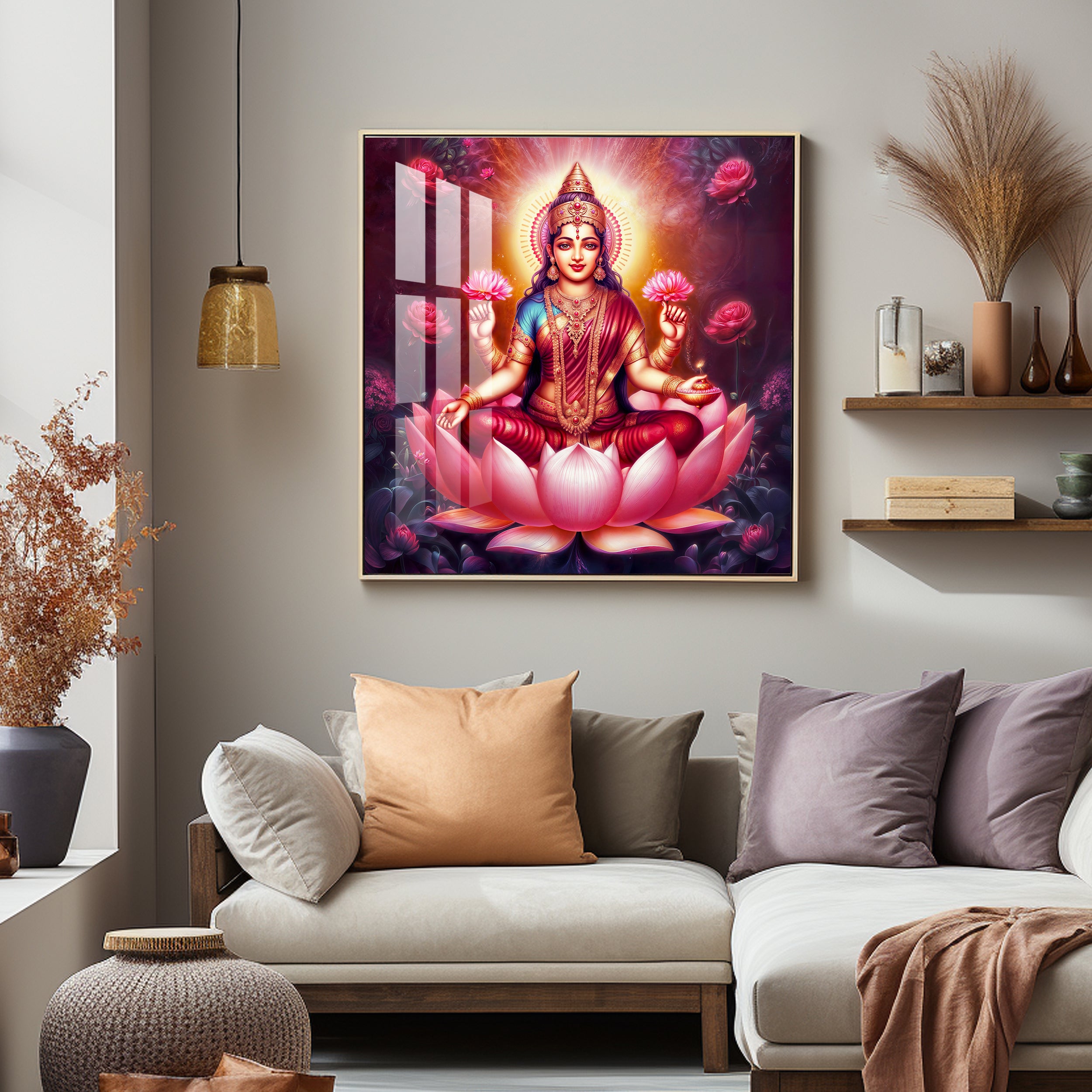 Maa Laxmi Premium Acrylic Square Wall Art