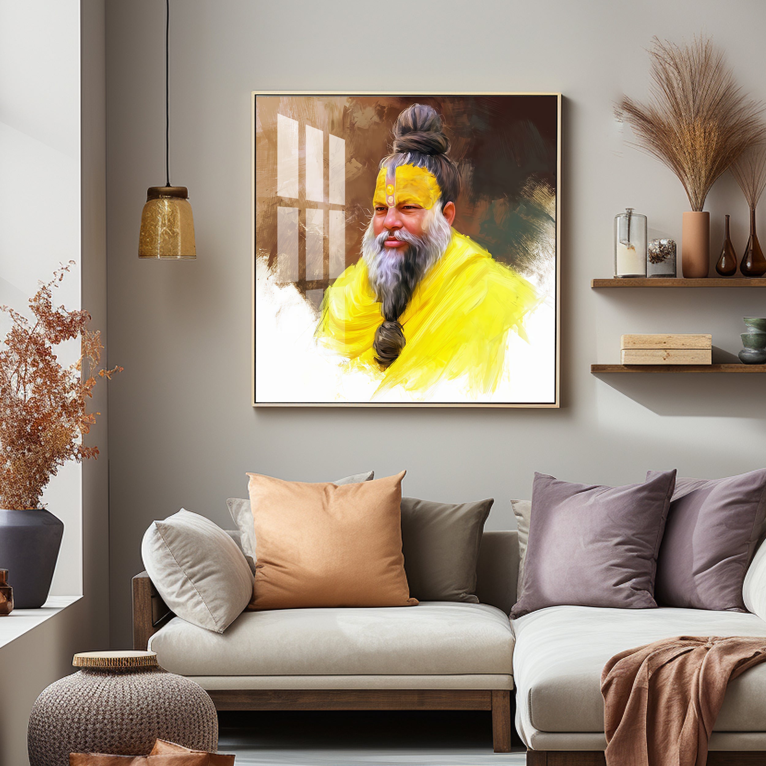 Premanand Ji Maharaj Premium Acrylic Square Wall Art