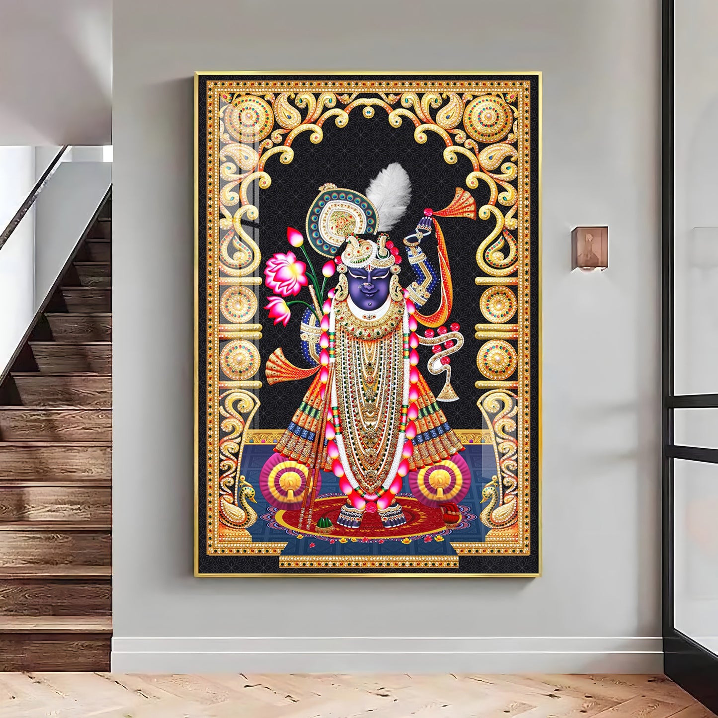 Celestial Krishna Premium Acrylic Vertical Wall Art