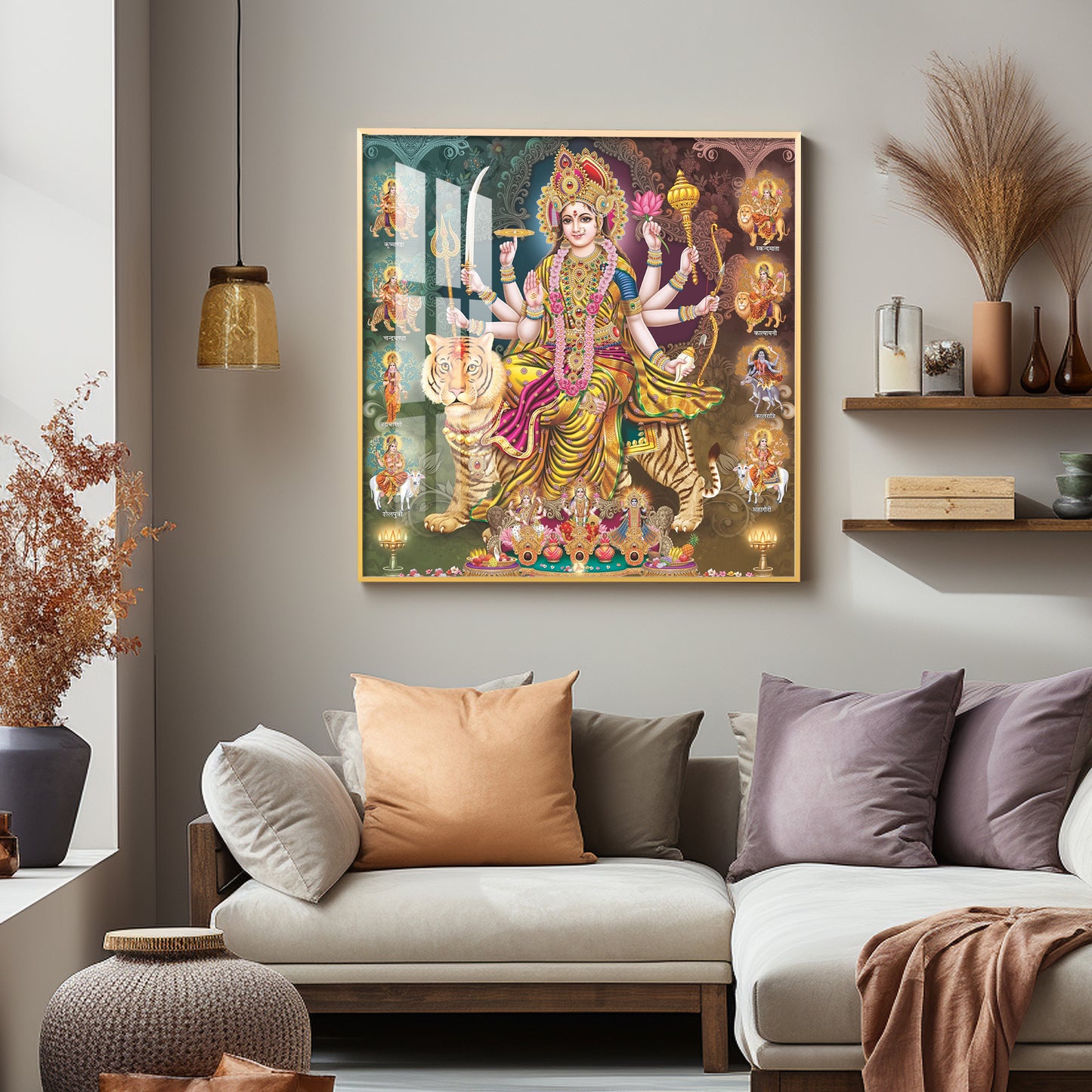 Goddess Durga Grace Premium Acrylic Square Wall Art