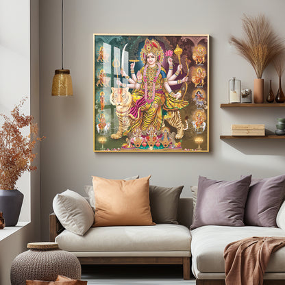 Goddess Durga Grace Premium Acrylic Square Wall Art