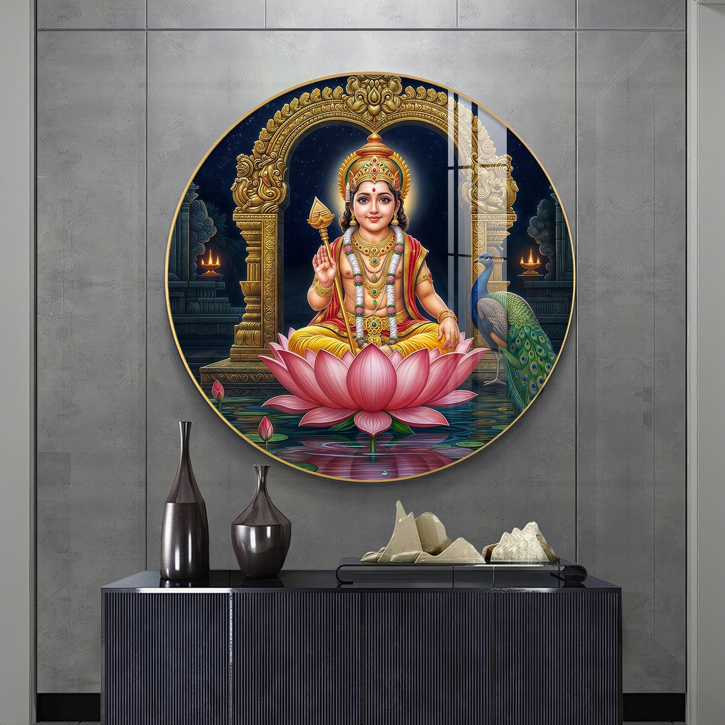 Goddess Laxmi Blessing Premium Acrylic Round Wall Art