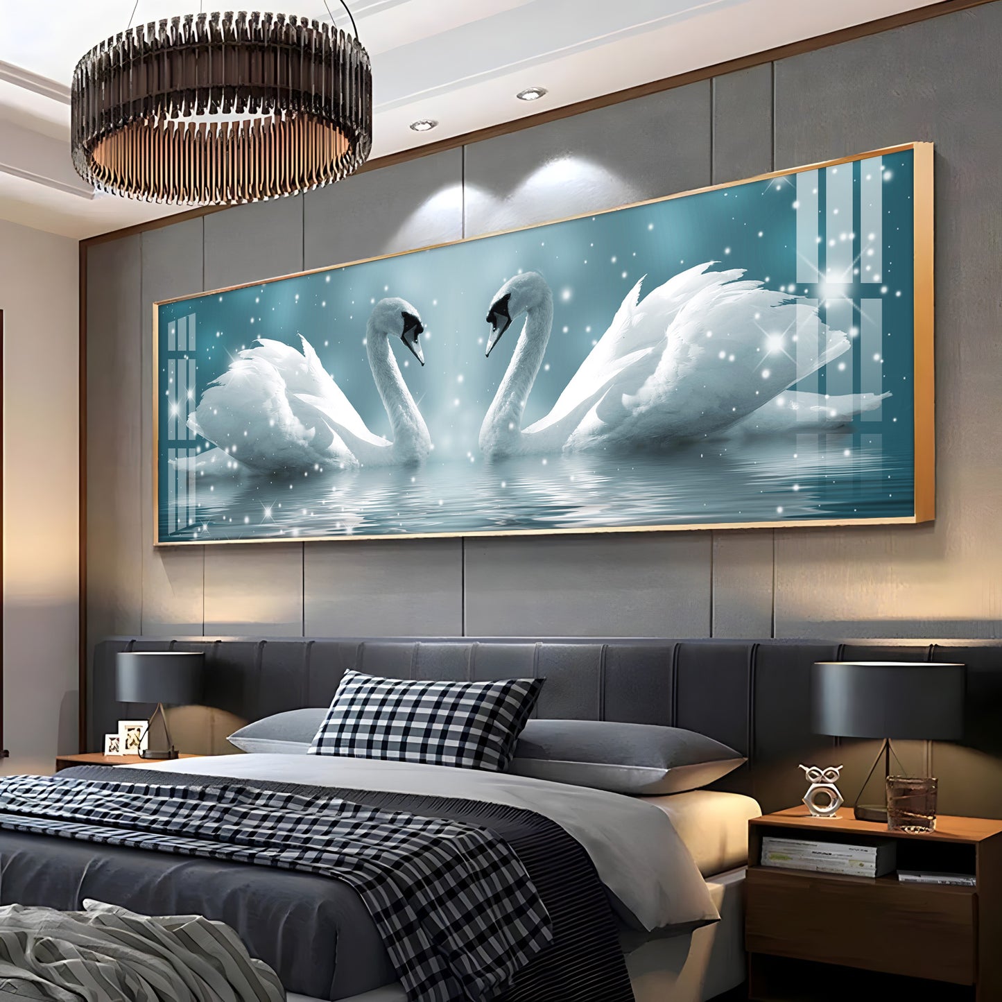 Loving Swans Premium Acrylic Horizontal Wall Art