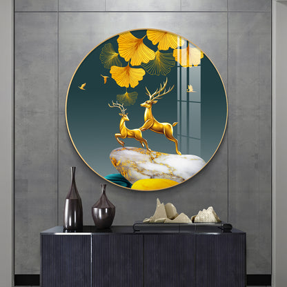 Dancing Antlers Premium Acrylic Round Wall Art