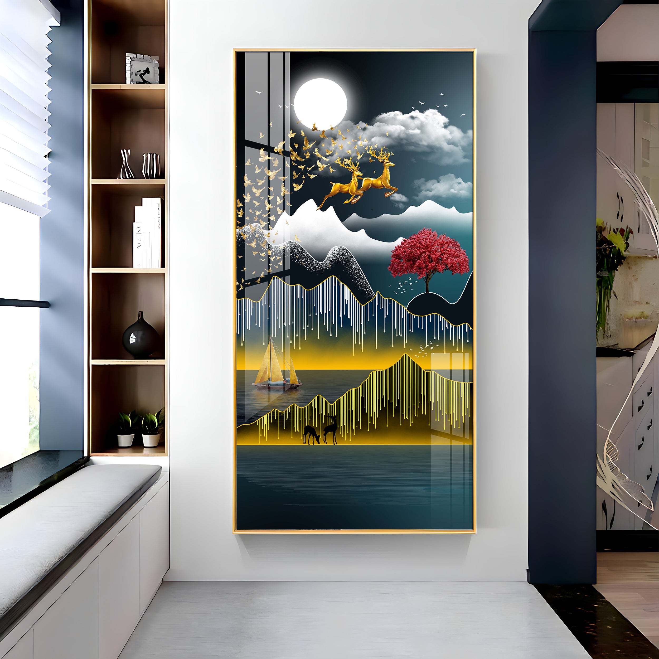 Full Moon Night Premium Acrylic Vertical Wall Art