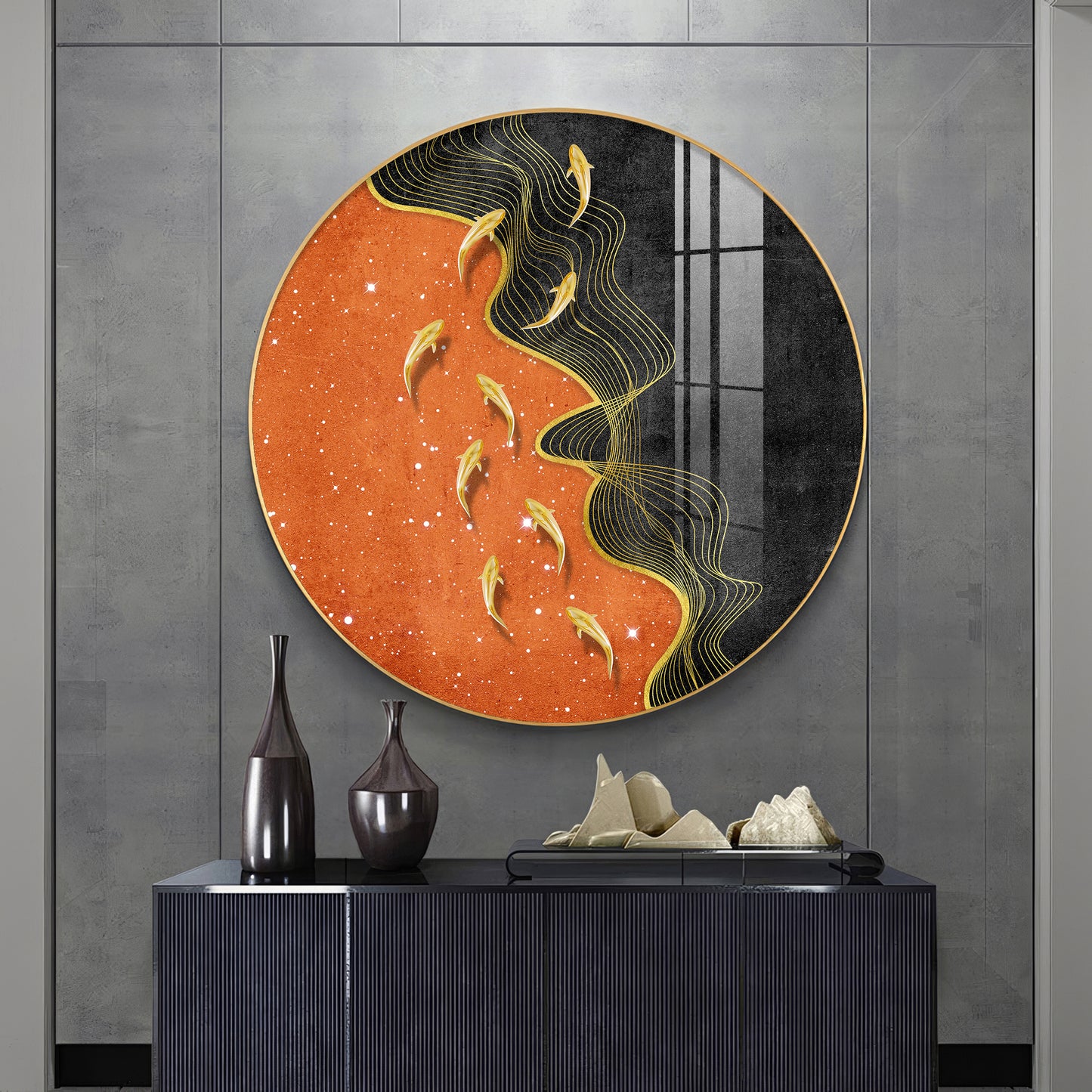 Goldfish Delight Premium Acrylic Round Wall Art