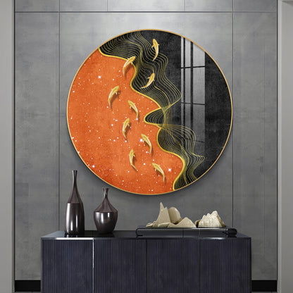 Goldfish Delight Premium Acrylic Round Wall Art