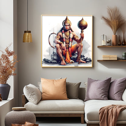 Jai Shree Hanuman Premium Acrylic Square Wall Art