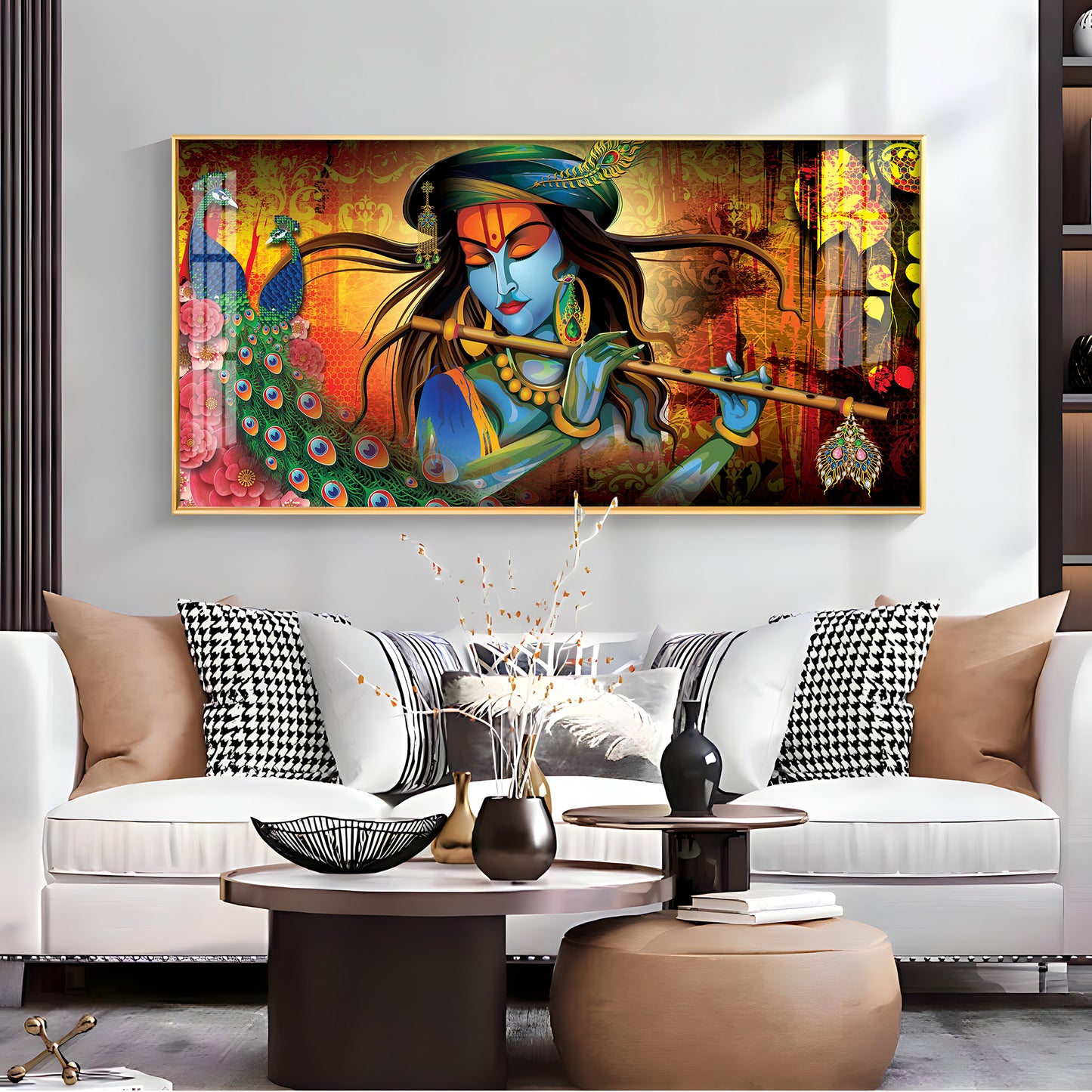 Krishna In Vrindavan Premium Acrylic Horizontal Wall Art