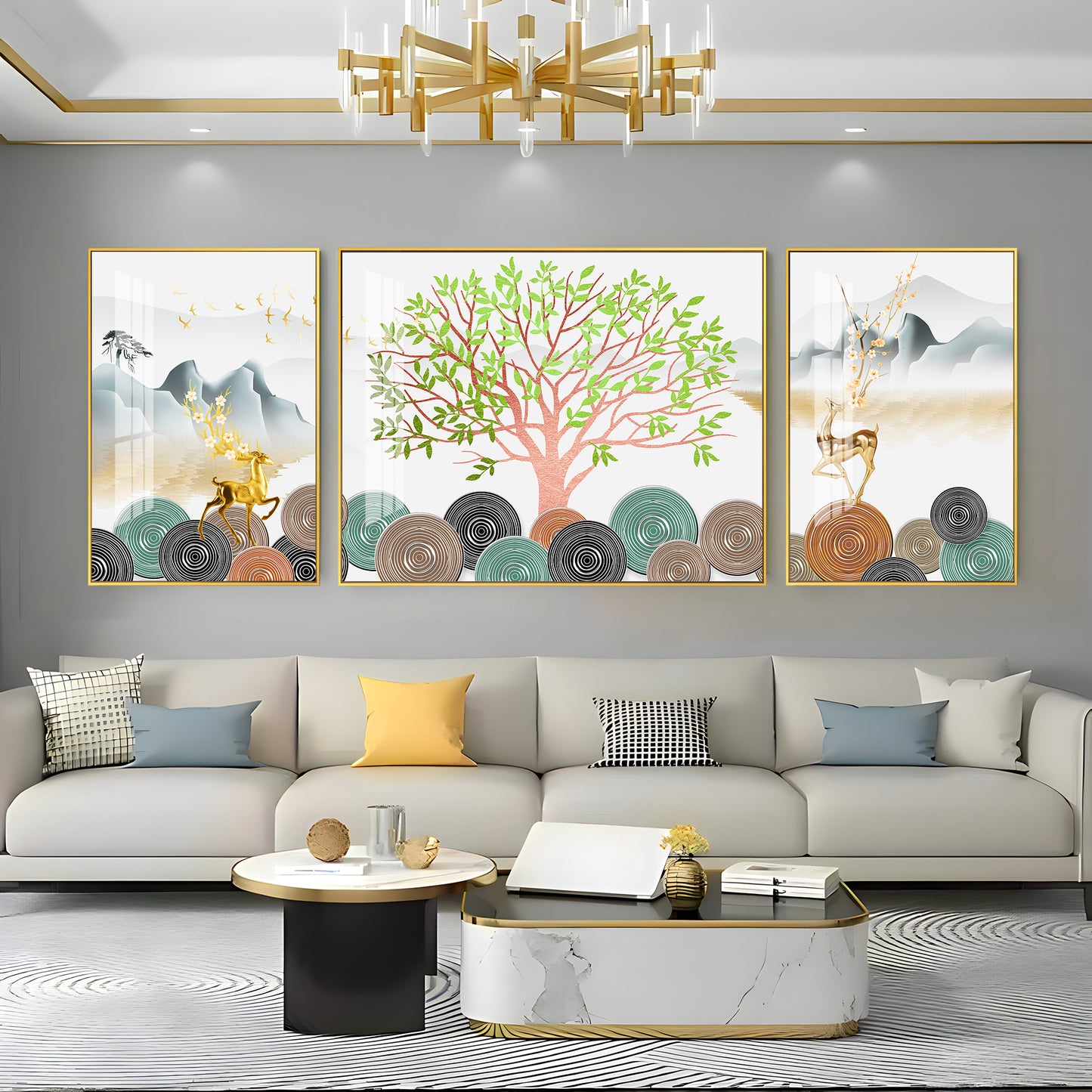 Blooming Tree Premium Acrylic Wall Art (Set of 3)