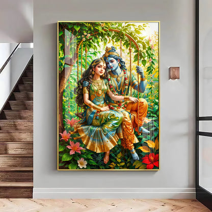 Shree Radha Krishna Premium Acrylic Vertical Wall Art