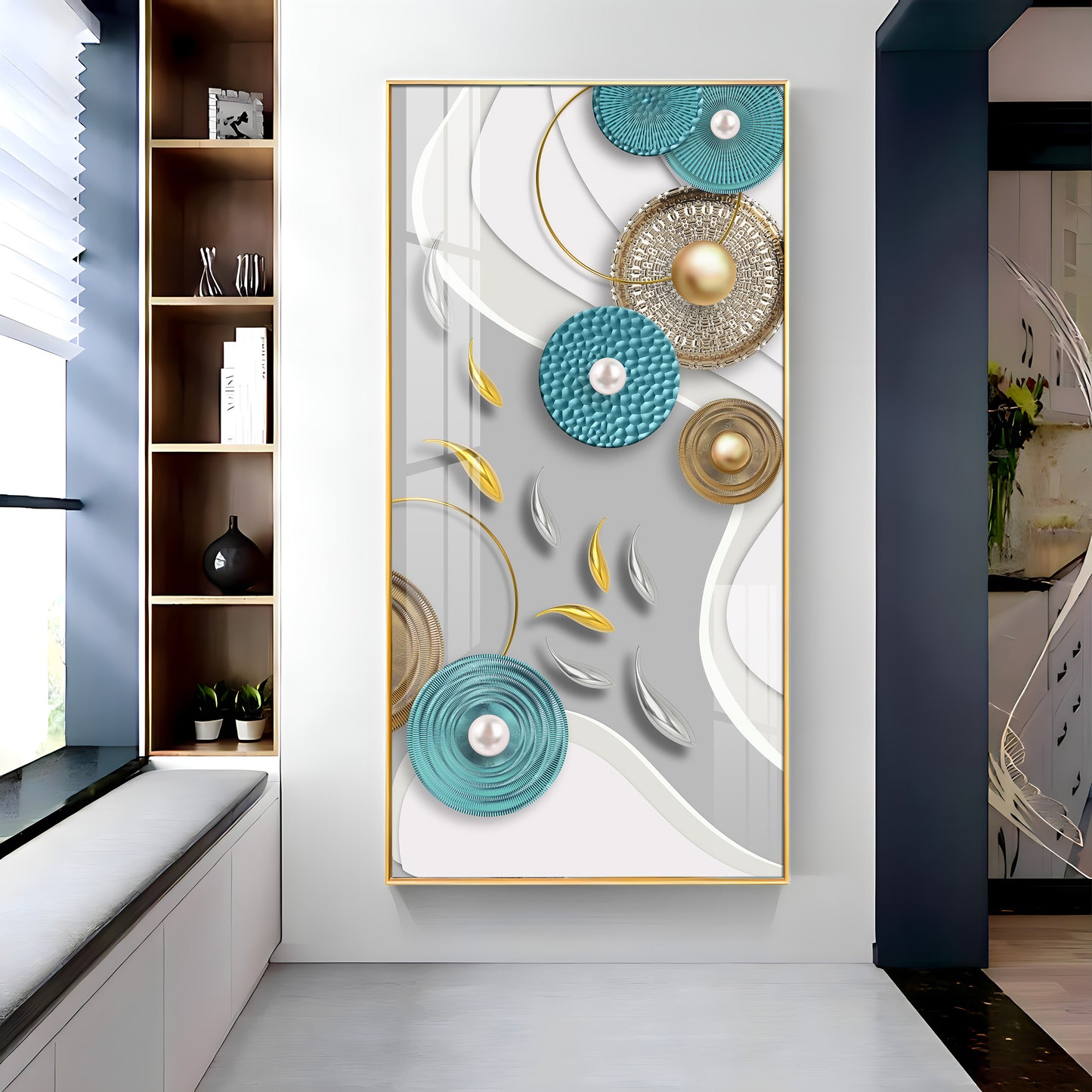 Silver & Golden Koi Fish Premium Acrylic Vertical Wall Art