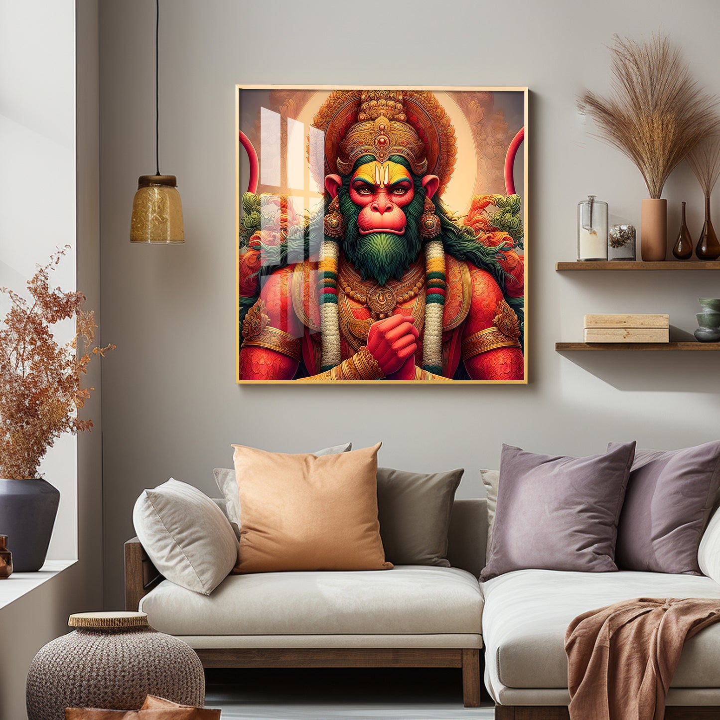 Veer Hanuman Premium Acrylic Square Wall Art