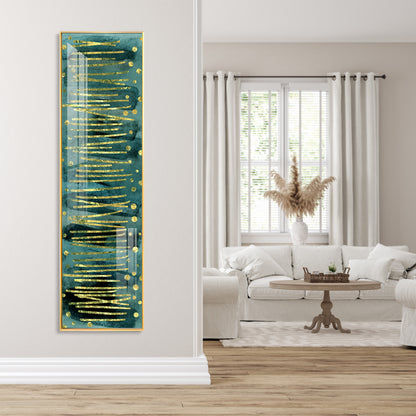 Gold Stripes & Dots Design Premium Acrylic Vertical Wall Art