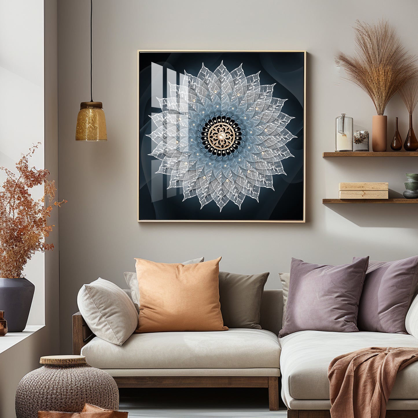 Crystal Flower Mandala Premium Acrylic Square Wall Art