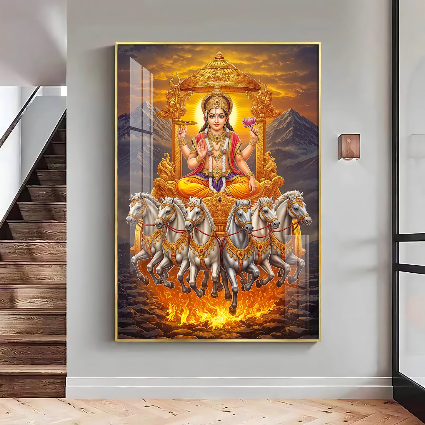 Divine Surya Dev Premium Acrylic Vertical Wall Art