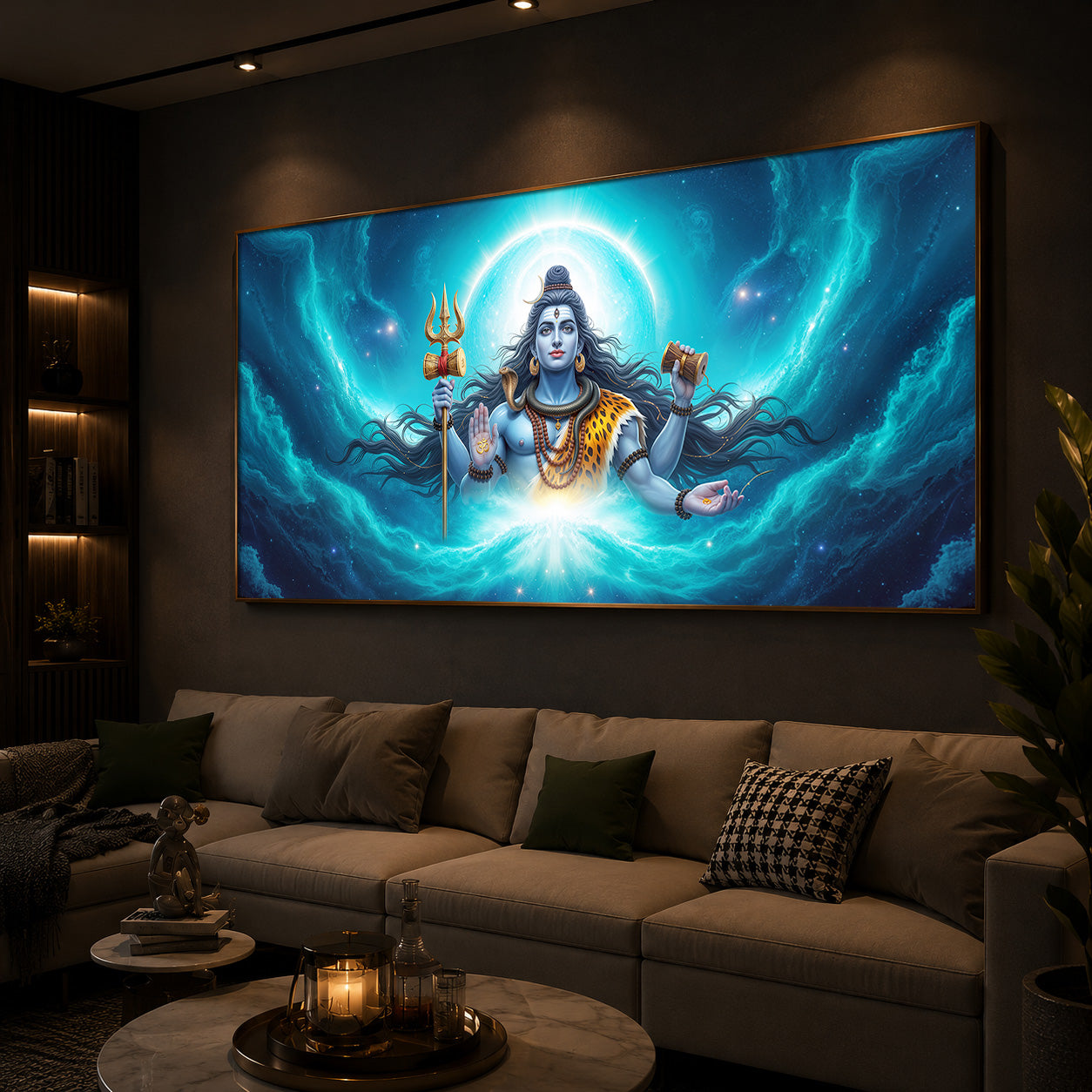 Cosmic Shiva Modern Luxury Backlight Horizontal Wall Art