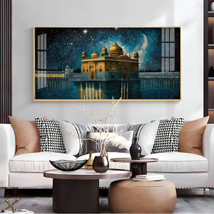 Beautiful Golden Temple With Constellation Premium Acrylic Horizontal Wall Art