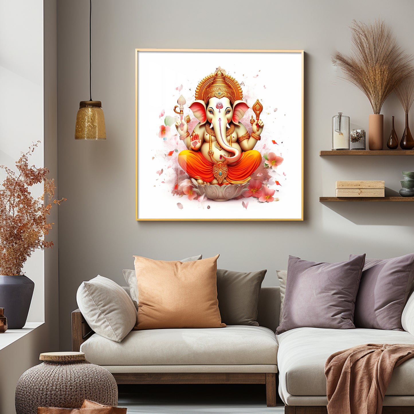 Shiv Putra Ganesh Premium Acrylic Square Wall Art