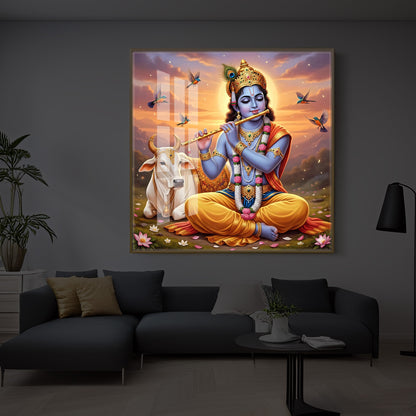 Divine Krishna Modern Luxury Backlight Square Wall Art