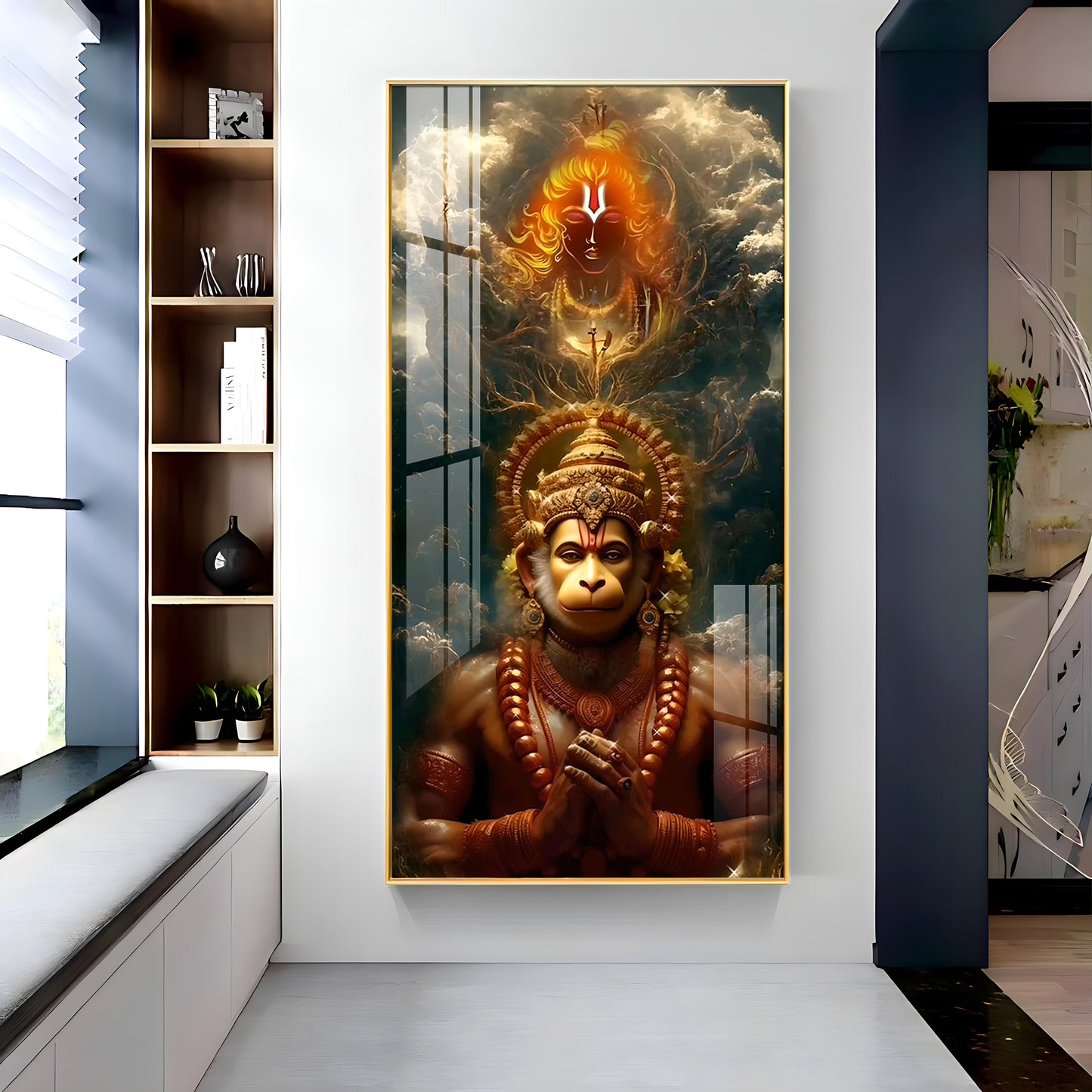 Sankatmochan Hanuman Premium Acrylic Vertical Wall Art