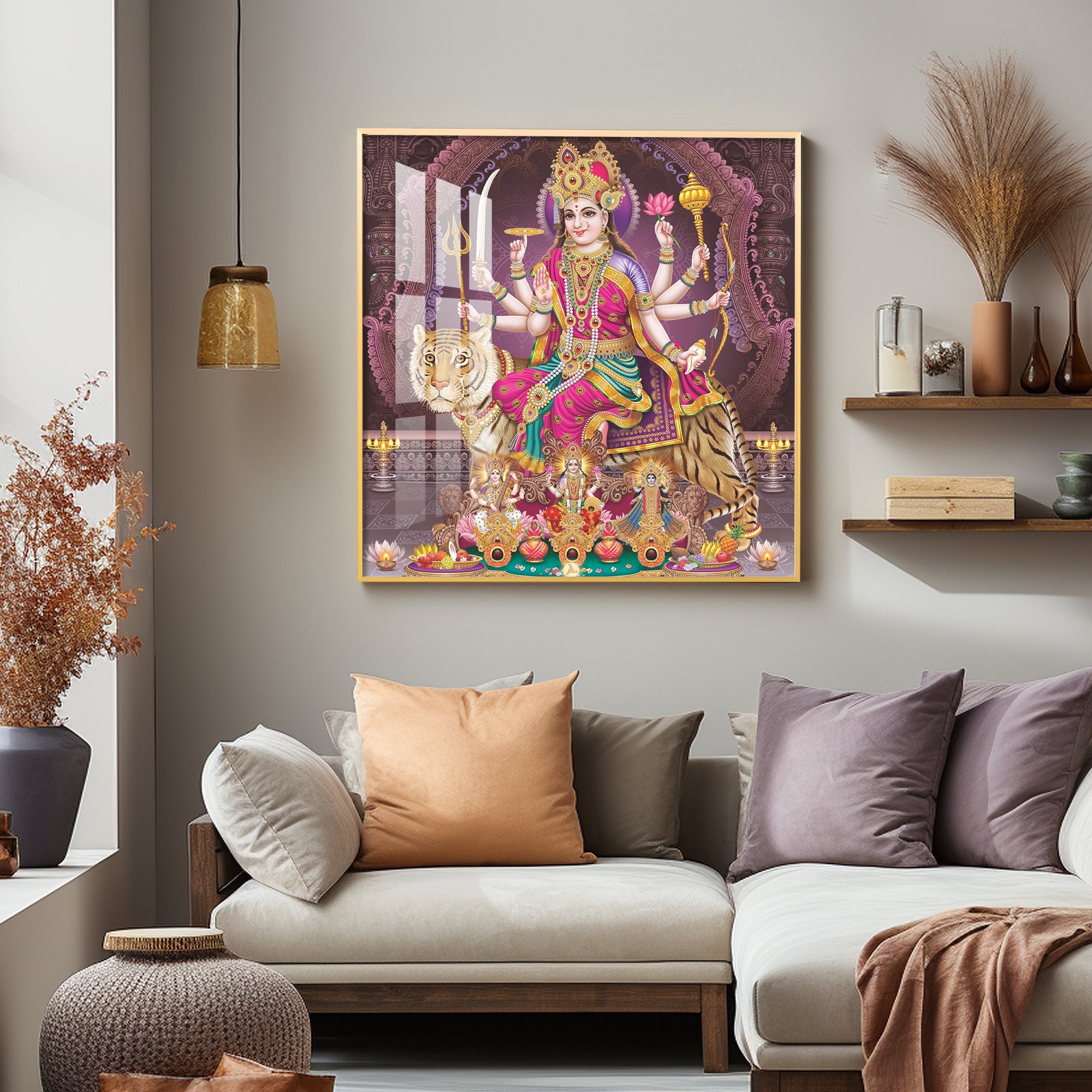 Maa Durga Premium Acrylic Square Wall Art