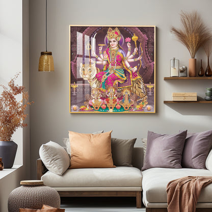 Maa Durga Premium Acrylic Square Wall Art