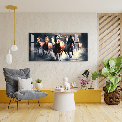 Horses Crossing River Acrylic Wall Art