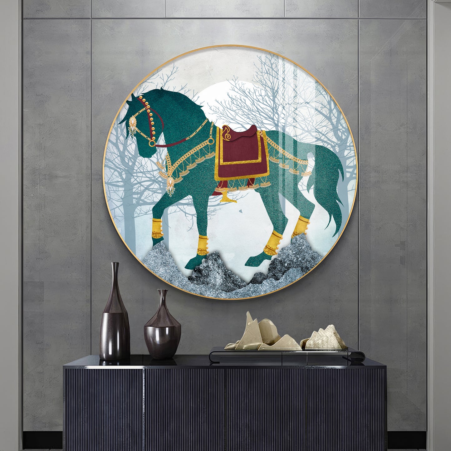 Horse Haven Premium Acrylic Round Wall Art