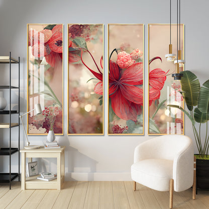 Lovely Flowers Premium Acrylic Vertical Wall Art (set of 4)