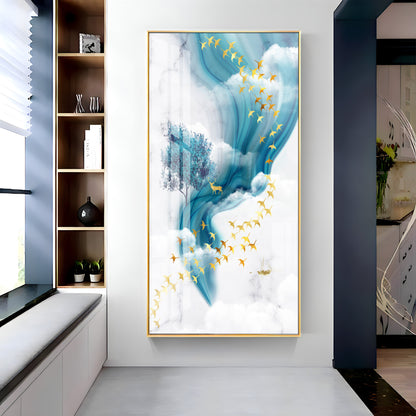 White & Blue Thoughts Premium Acrylic Vertical Wall Art