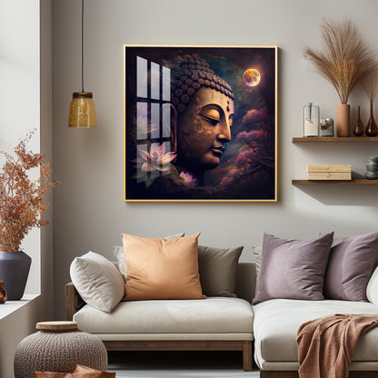 Lord Buddha Peaceful Premium Acrylic Square Wall Art