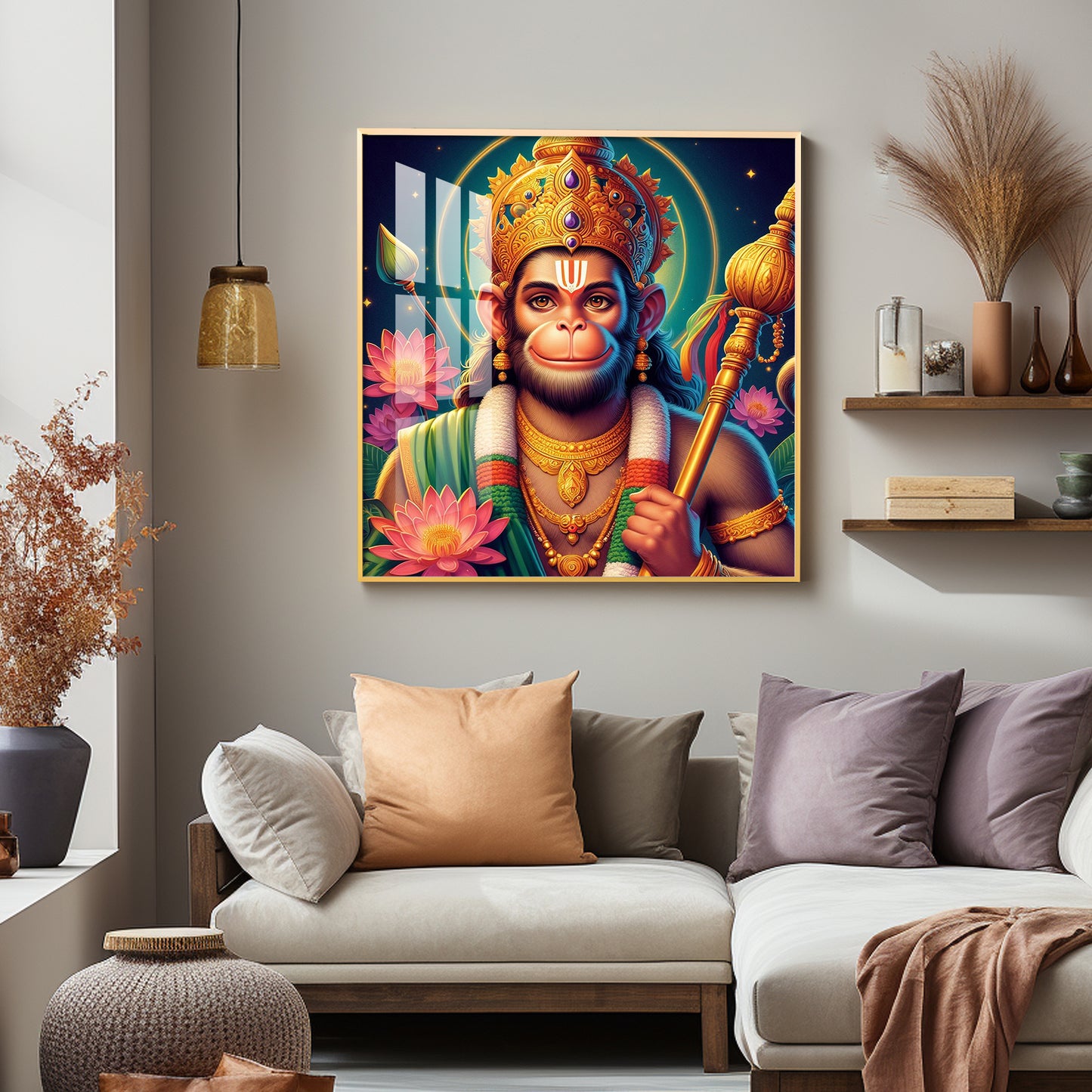 Lord Hanuman Premium Acrylic Square Wall Art