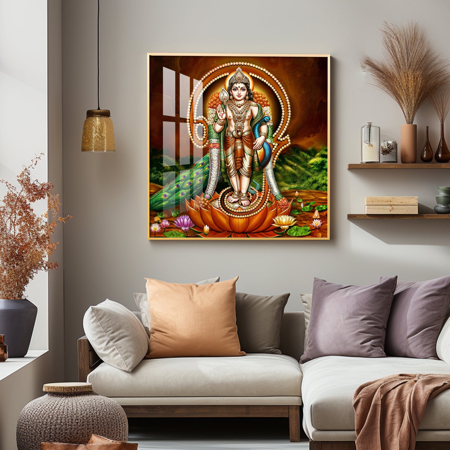 Lord Murugan Swamy Kartikey Premium Acrylic Square Wall Art