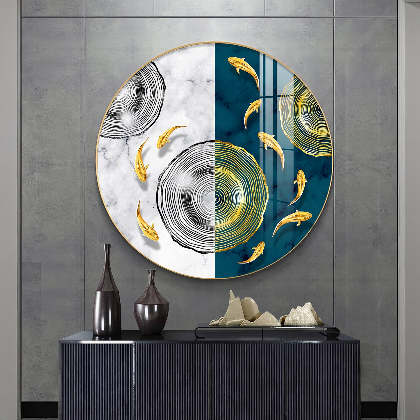 Goldfish Dreamscape Premium Acrylic Round Wall Art