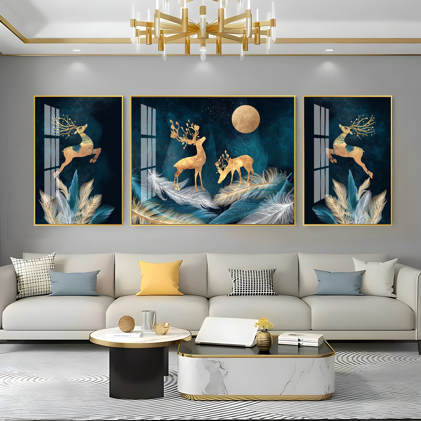 Deer In Paradise Premium Acrylic Wall Art (Set of 3)