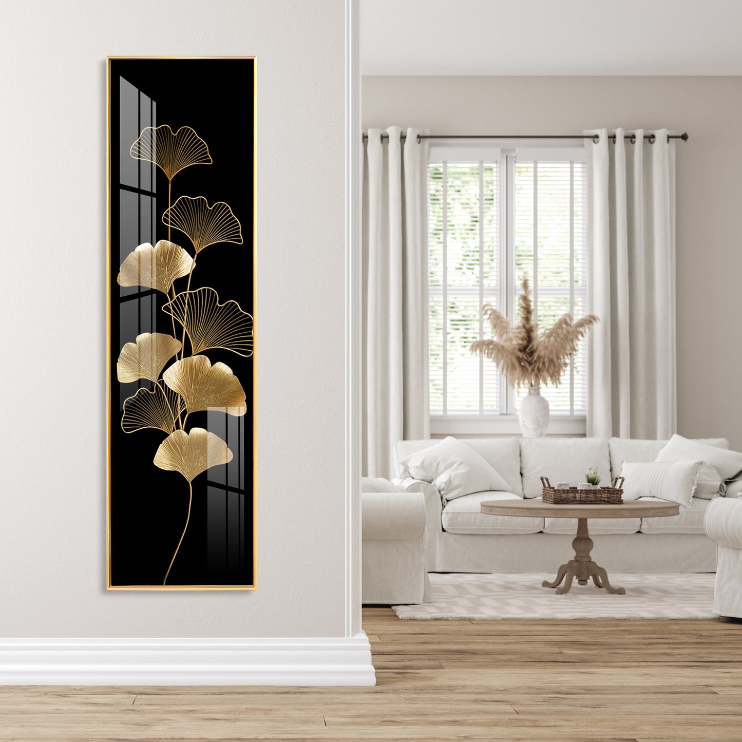 Ginkgo Leaf Design Premium Acrylic Vertical Wall Art