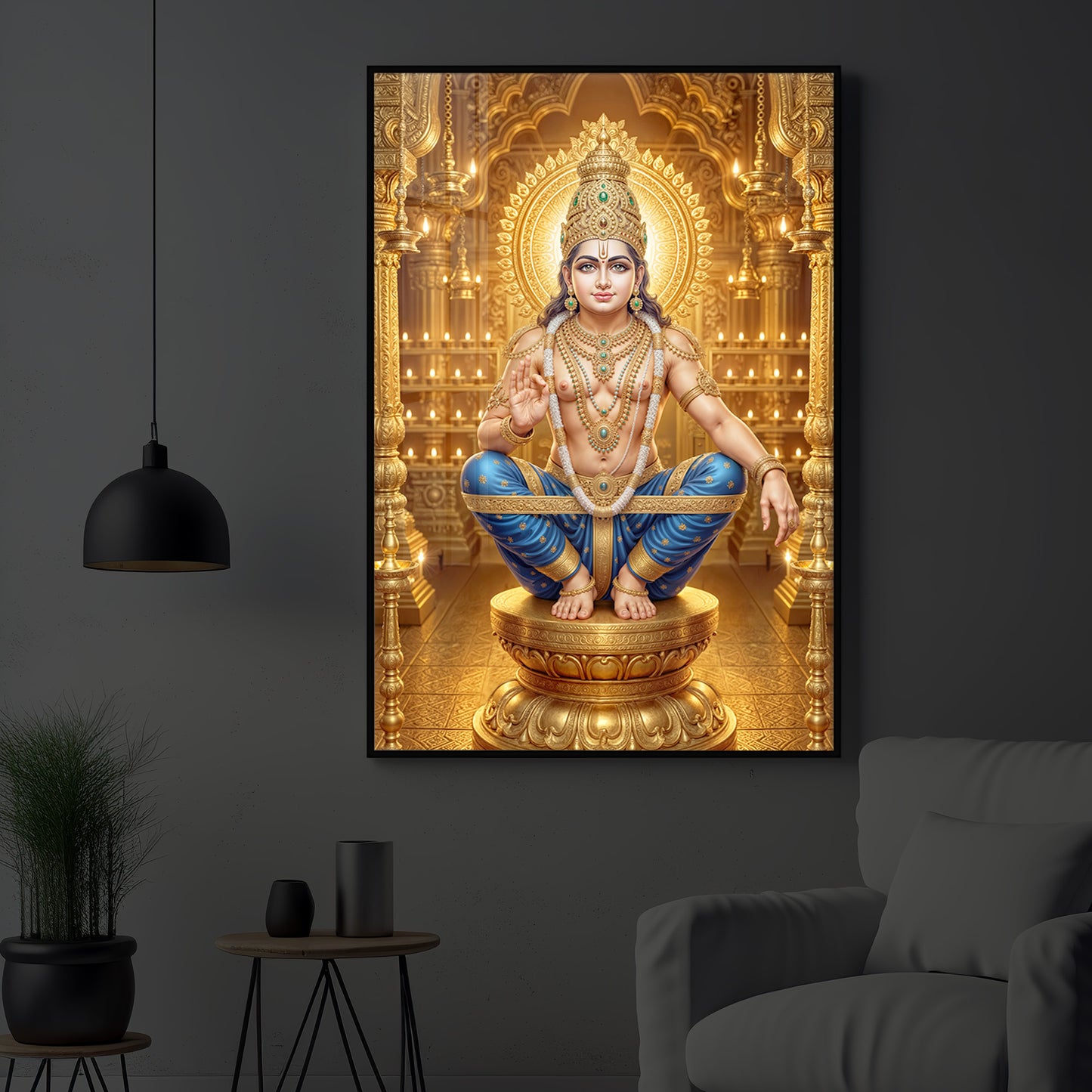 Ayyappan Swamy Modern Luxury Backlight Vertical Wall Art