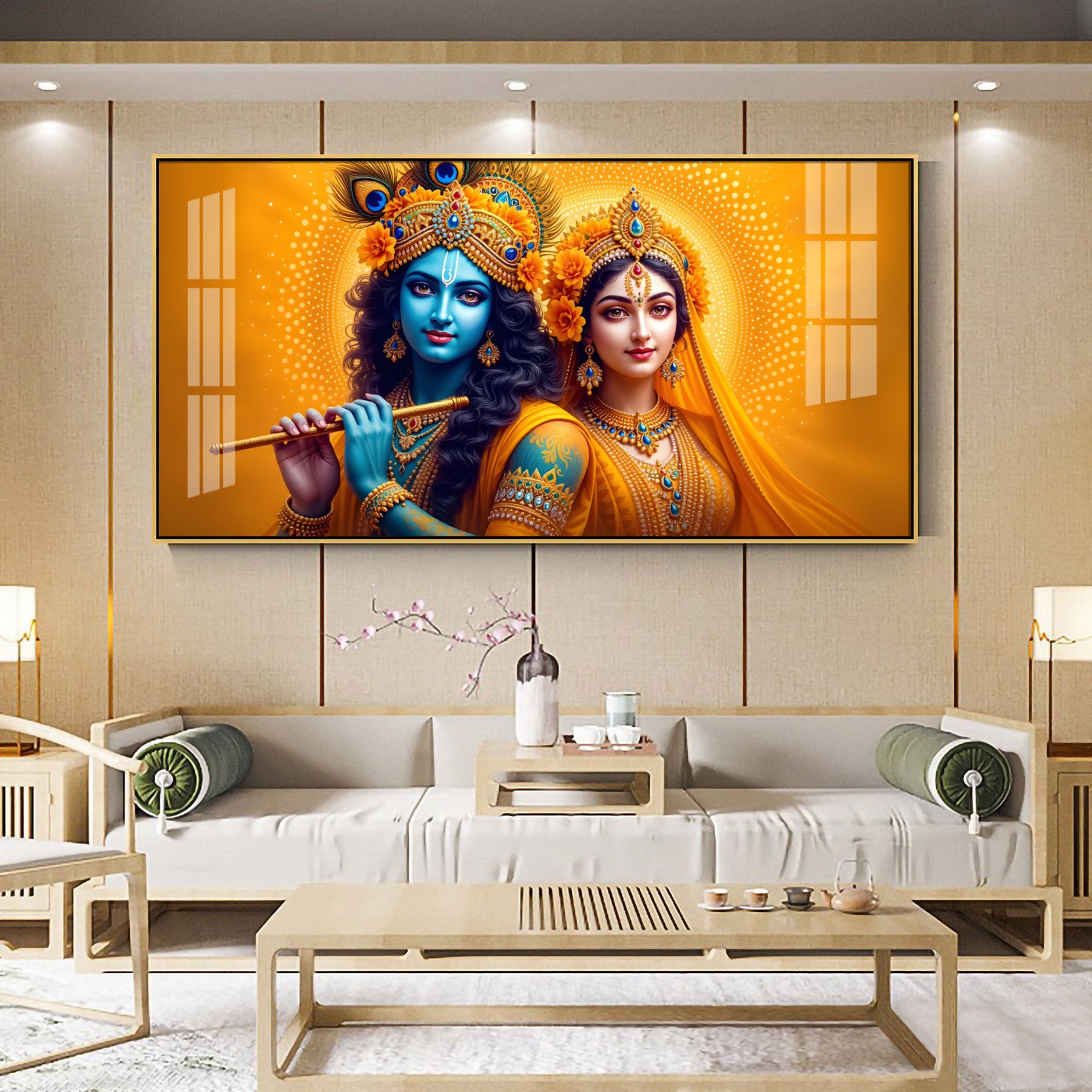 Radha Krishna portrait Premium Acrylic Horizontal Wall Art