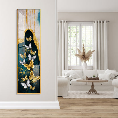 Golden & Silver Butterflies Premium Acrylic Vertical Wall Art