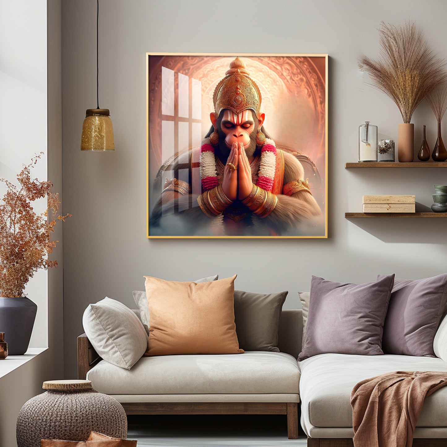 Powerful Hanuman Ji Premium Acrylic Square Wall Art