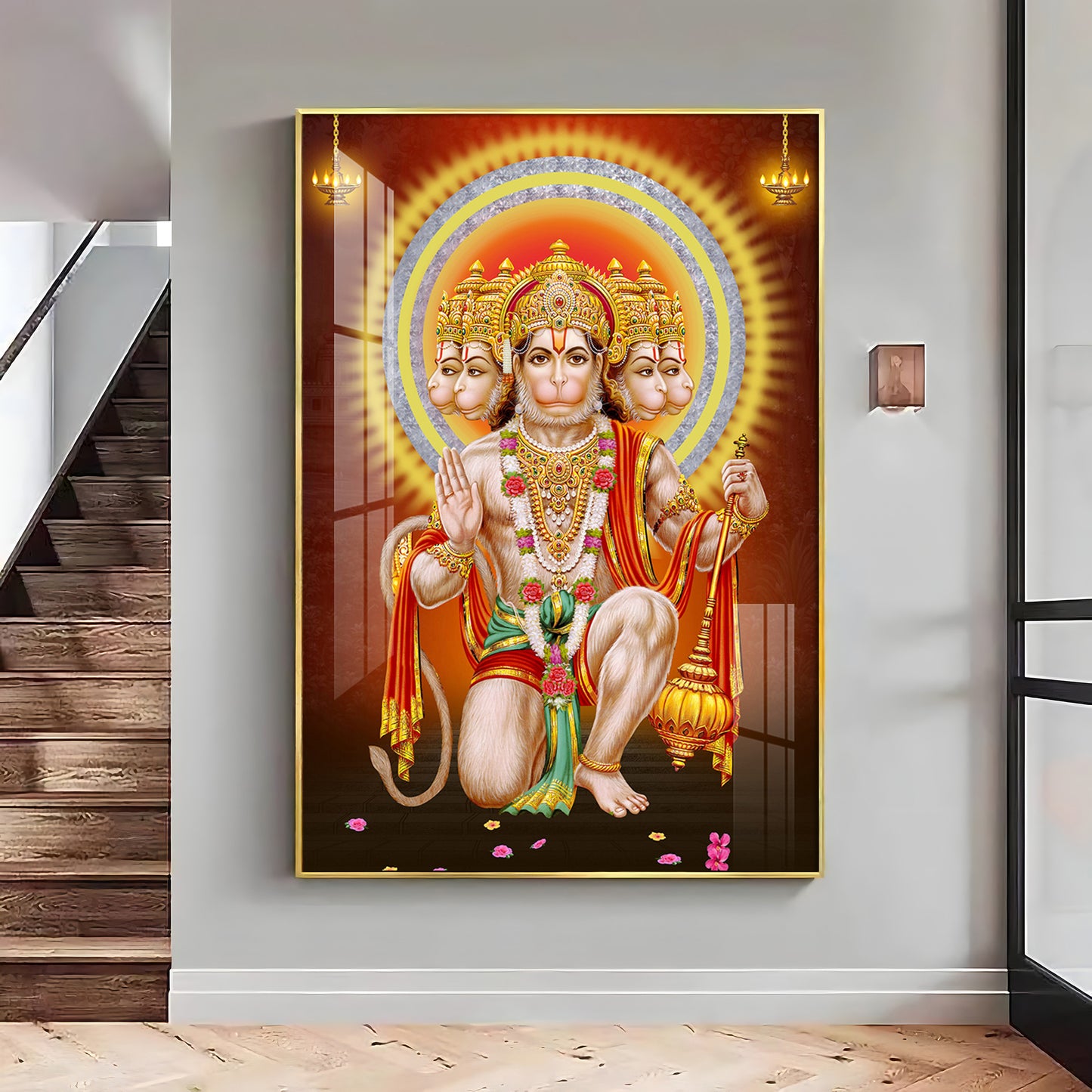 Divine Lord Hanuman Premium Vertical Acrylic Wall Art