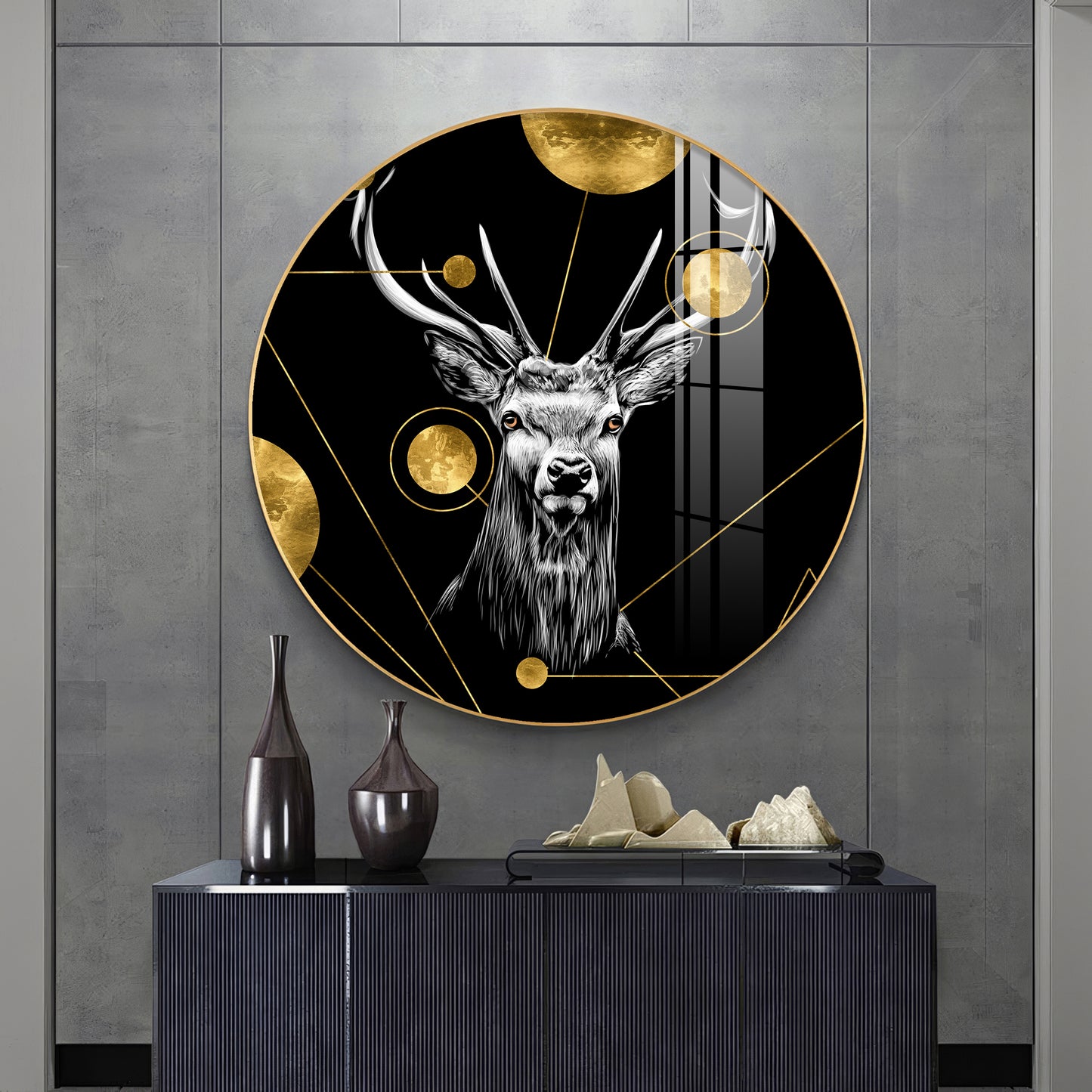 Regal Stag Premium Acrylic Round Wall Art
