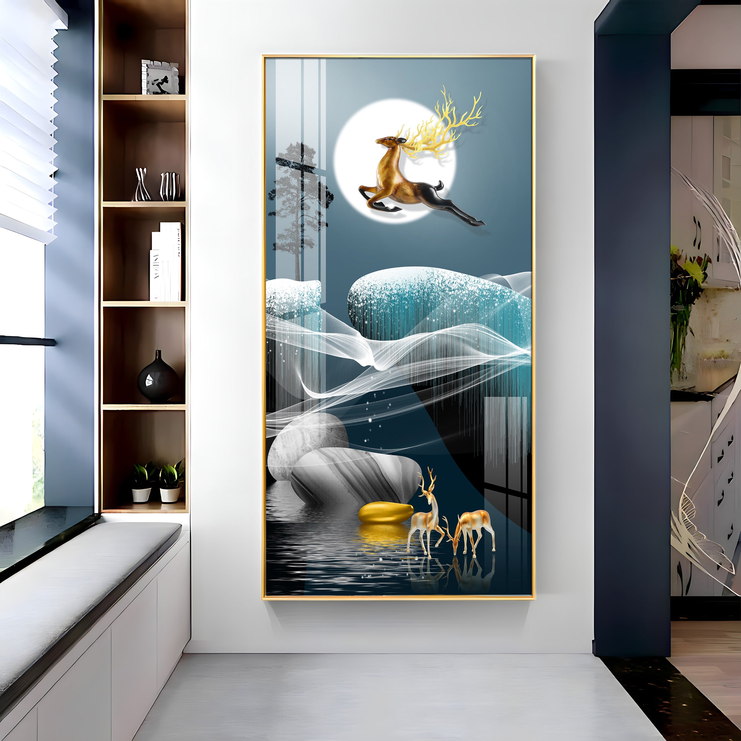 Catch The Moon Luxury Crystal Vertical Wall Art