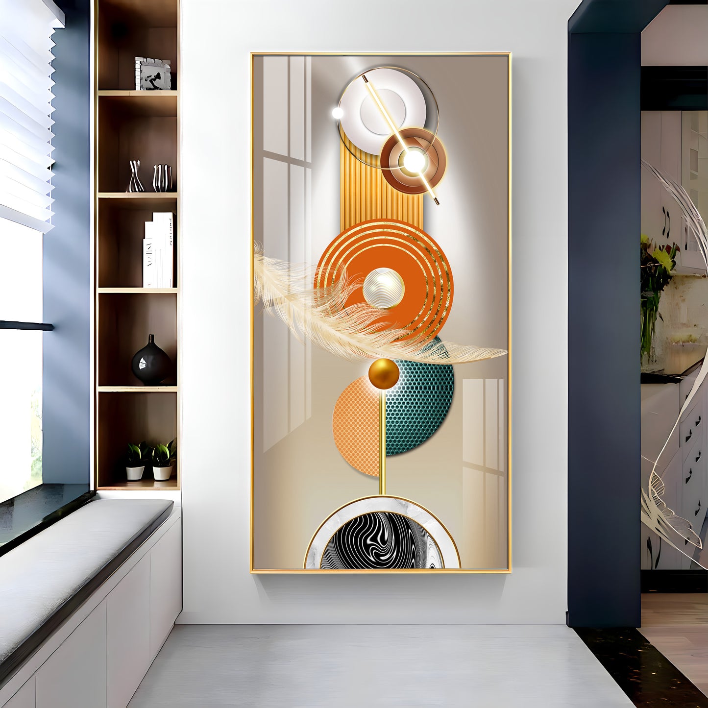 Luxury Crystal Circle Premium Acrylic Vertical Wall Art